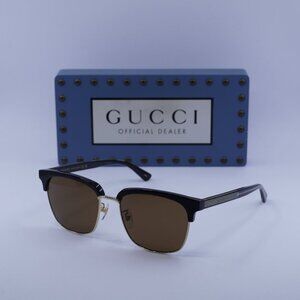 Gucci GG0382S 002 Square Sunglasses - Black Gold\Brown